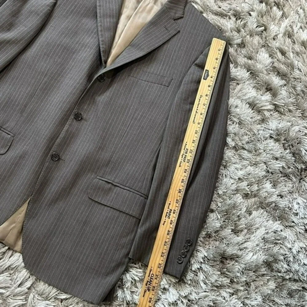 PETER MILLAR Crown Wool Mens Gray Striped Blazer Sport Coat Jacket